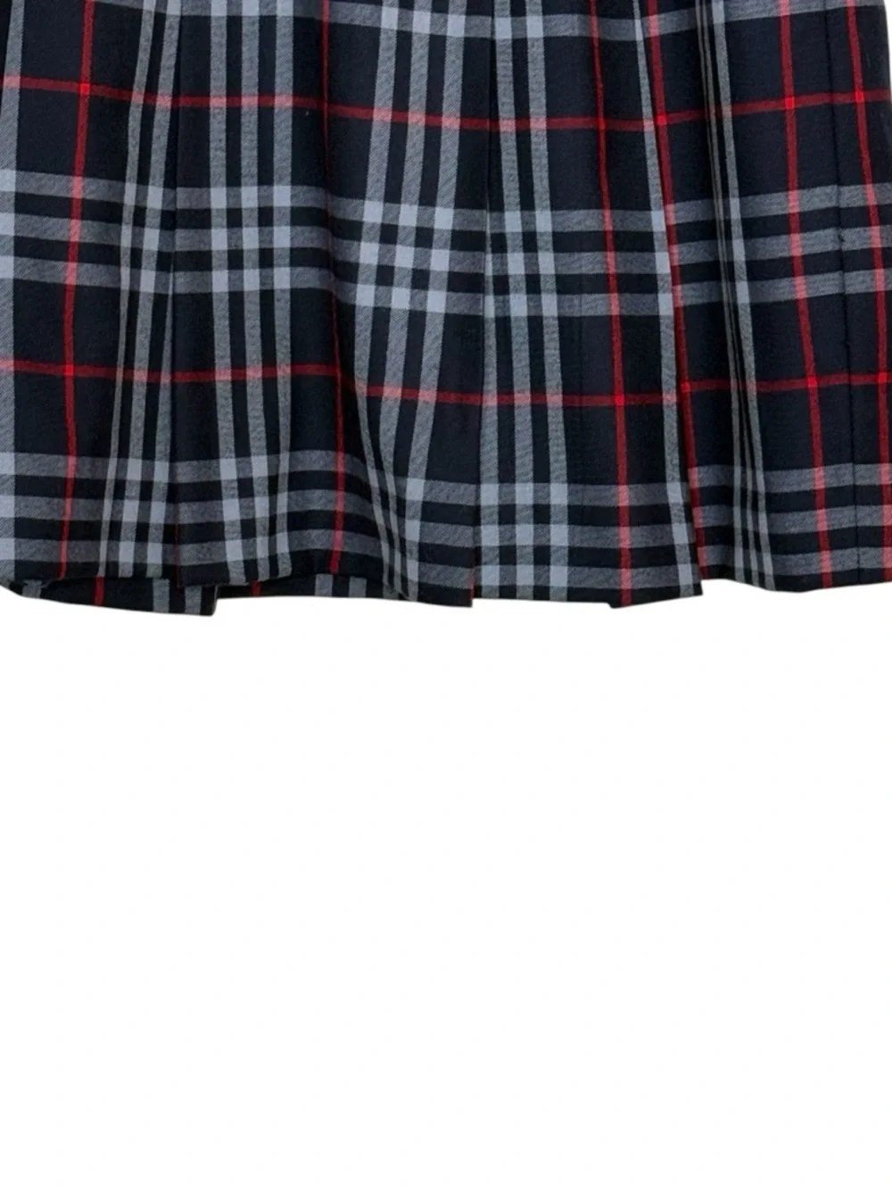 Vintage Burberrys Plaid Skater Skirt Size 10 Black Gray Red Preppy Y2K Chic - Picture 8 of 9